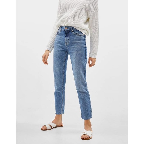 Bershka Denim - Bershka GUC Mom Fit High Rise Raw Hem Jeans Size 6